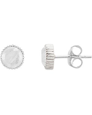 Auree Barcelona Silver June Birthstone Stud Earrings Moonstone - Metallic