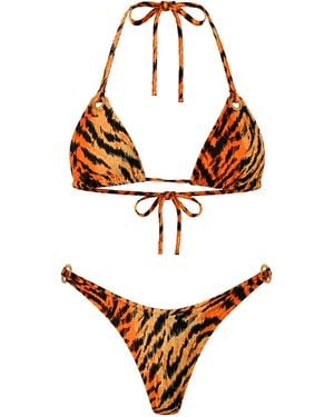 Maui X Lolita Neutrals Talia Tiger Print Triangle Bikini - White