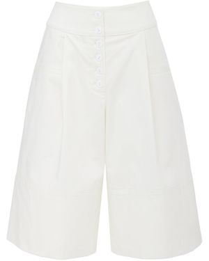 Julia Allert Button Front Wide Leg Bermuda Shorts – Ivory - White