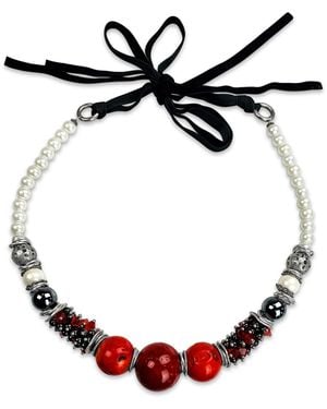 Bellus Domina Coral Statement Necklace - Red