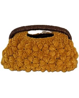 Springmoonatelier Handmade Mustard Velvet Handbag – Soft, Elegant & Chic - Brown