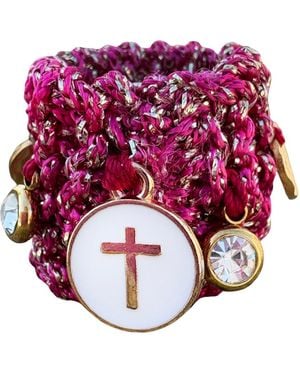 Hilo De Mar Fuchsia And Handknitted Ring - Red