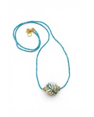 Sunset Magic Studio Handpaint Detailed Pendant Necklace - Blue