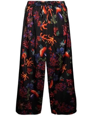 Janara Jones Psycho Mushrooms Satin Pants - Black