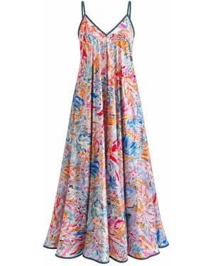 Belyed Handcraft Azure Bloom Slip Midi Dress - White