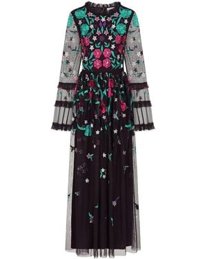 Frock and Frill Fenella Floral Embroidered Maxi Dress - Purple
