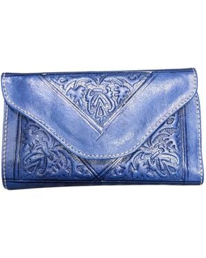 Berber Leather Small Leather Tri-Fold Purse - Blue