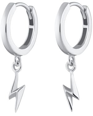 Scream Pretty Lightning Bolt Charm Hoop Earrings - White