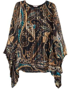 Niza Paisley Long Sleeve Blouse - Black