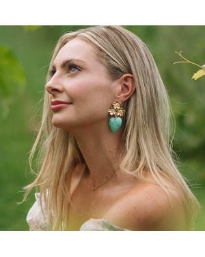 The Pink Reef Puff Heart Earring - Green