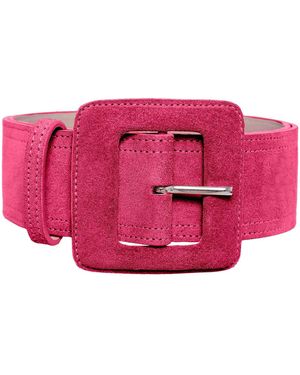 BeltBe Suede Square Buckle Belt - Pink