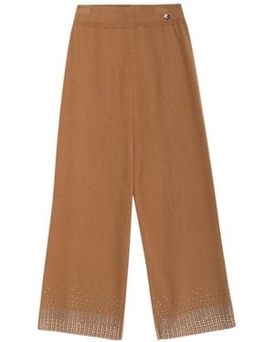 Niza Emilia Camel Glitter Trousers - Brown