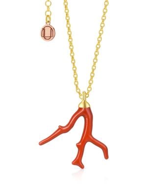 Unaloe Natural Coral Branch Necklace - Red