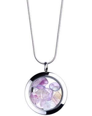 My Little Nature Designer Fluorite Necklace With Natural Stones – Balance And Wellness Jewellery - Metallic
