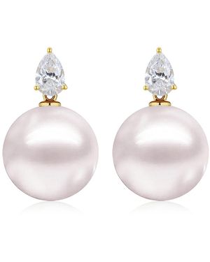 Kai Fine Jewelry Solid Lab Grown Diamond & Round Pearl Venus Tears Convertible Drop Earrings - Multicolour