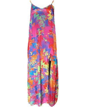Any Old Iron Pastel Lightning Long Dress - Red