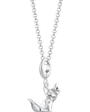 Lily Charmed Sterling Origami Fox Charm Necklace - Metallic