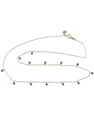Artisan 18K Ruby Gemstone Station Necklace - White