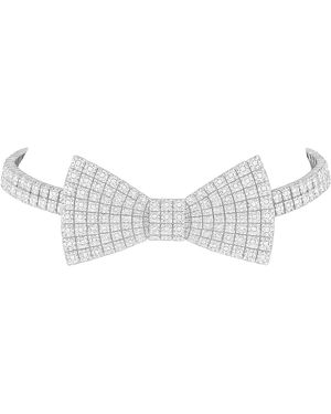 Maison De Gala Crystal Bowtie Choker - White