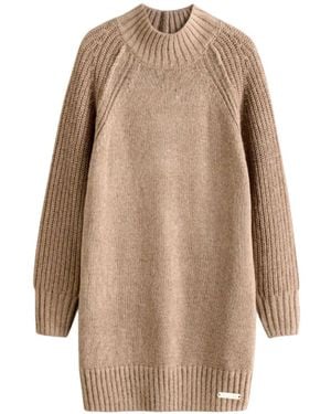 Hortons England Neutrals Banbury Tan High Neck Jumper Dress - Natural