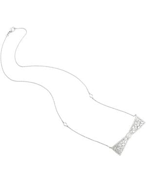 Artisan Geometric Diamond Bow Pendant Necklace - White