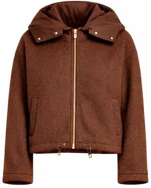 Tantra Spain Sl Short Wool Coat With Detachable Hood And Padded Collar - Brown