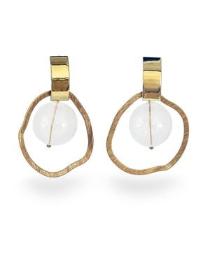 Laura Daili Neutrals Golden Orbit Glass Earrings - Metallic