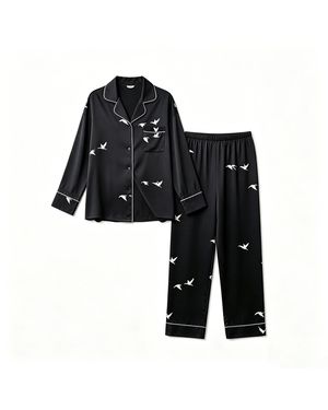 Silkinc Swan Goose Pyjamas - Black