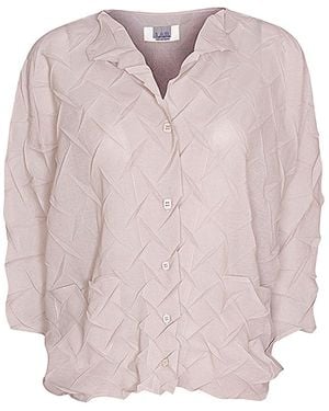 London Atelier Byproduct Neutrals Cream Chevron Pleated Blouse - Pink