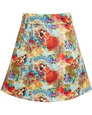Sarvin Persian Print Mini Skirt - White
