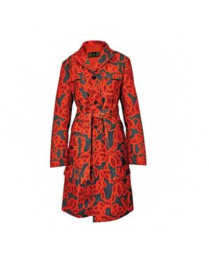 Chuks Collins Oraise Print Long Coat - Red