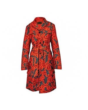 Chuks Collins Oraise Print Long Coat - Red