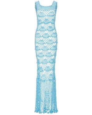 Andreeva Aqua Shell Handmade Maxi Crochet Dress - Blue
