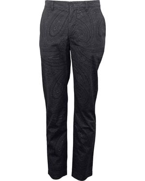 lords of harlech Luxurious Paisley Printed Stretch Twill Trousers - Blue