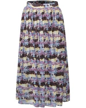 Smart and Joy Abstract Print Flared Midi Skirt - Grey