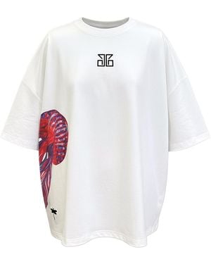 Janara Jones Jelly Fish Oversized Off T-Shirt - White