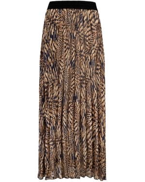 Traffic People A Little Breeze Animal Print Hera Midi Skirt - Brown