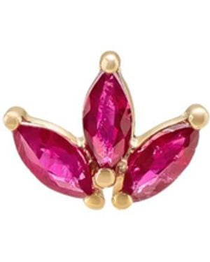 LINYA JEWELLERY Real Lotus Tragus, Flower Piercing, Drop Stone Piercing, Screw Back Climber Earrings, Cartilage Moissanite Earrings - Red