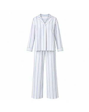 Mamu Dream Seersucker Striped Cotton Hero Pj Set - Blue