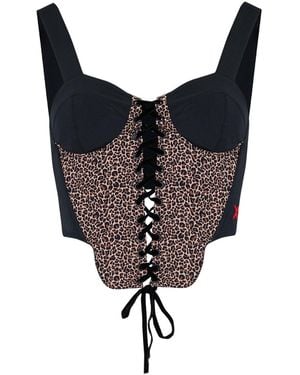 Pcfg Neutrals Free Heaven Leopard Corset Top - Black