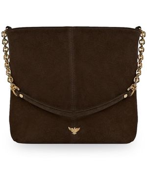 Apatchy London The Izzie Chocolate Suede Bag - Brown