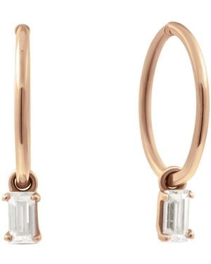 Lee Renee Baguette Clicker Hoop Earrings - White
