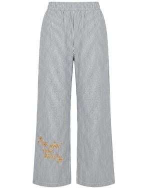 King Naked Away From Reality Trousers Striped - Grey