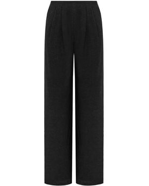 Mandragora Linen And Viscose High-Waisted Pants With Flowing, Wide Legs -Ora - Black