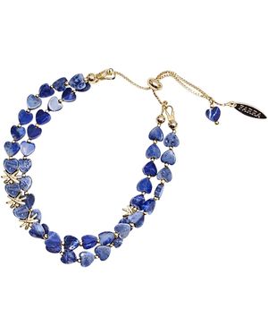 Farra Double Layer Heart Sodalite Adjustable Slider Bracelet - Blue
