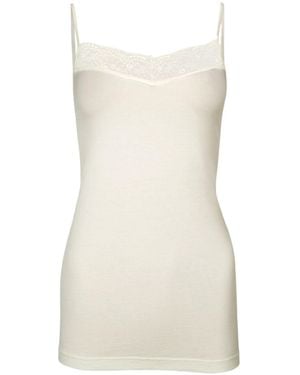 Zd - Zero Defects Neutrals Afrodita Lace Spaghetti Top V-Neck – Silky Softness & Breathability - Natural