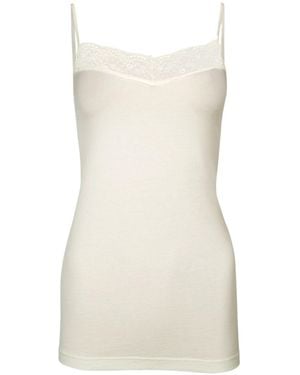 Zd - Zero Defects Neutrals Afrodita Lace Spaghetti Top V-Neck – Silky Softness & Breathability - Natural