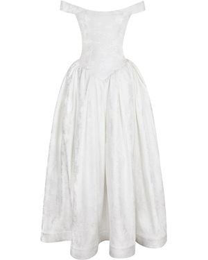 Miss Circle New York Tinsley Jacquard Bardot Wedding Gown - White