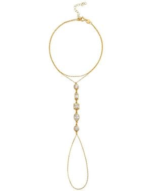 LINYA JEWELLERY Geometric Stone Sahmaran & Plated Bracelet, Hand Chain - Metallic