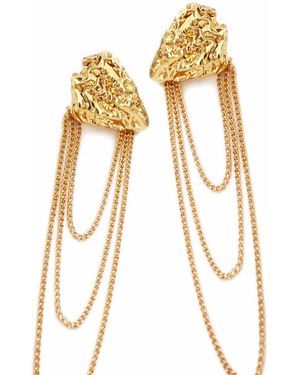 Potoska Atagi Face On Chain Stud Earrings - Metallic